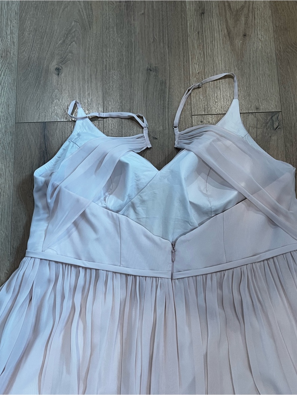 Azazie Dominic - Blushing Pink A-Line V-Neck Pleated Chiffon Dress - Picture 5 of 10